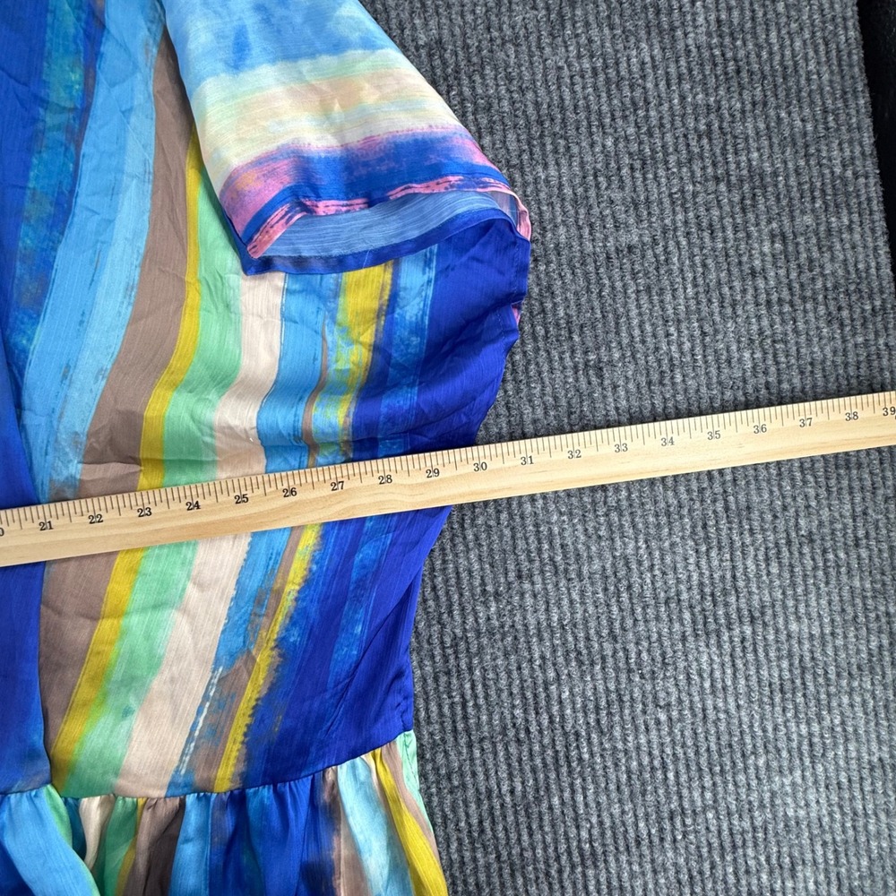 Umgee Cover Up Womens S/M Multi Color Excellent Ruffle Hem Striped Kimono - Picture 4 of 5
